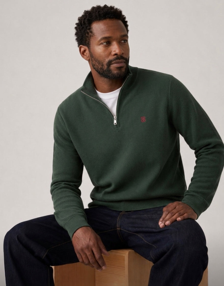 Ace'd Knit Quarter Zip / Heart on Your Sleeve