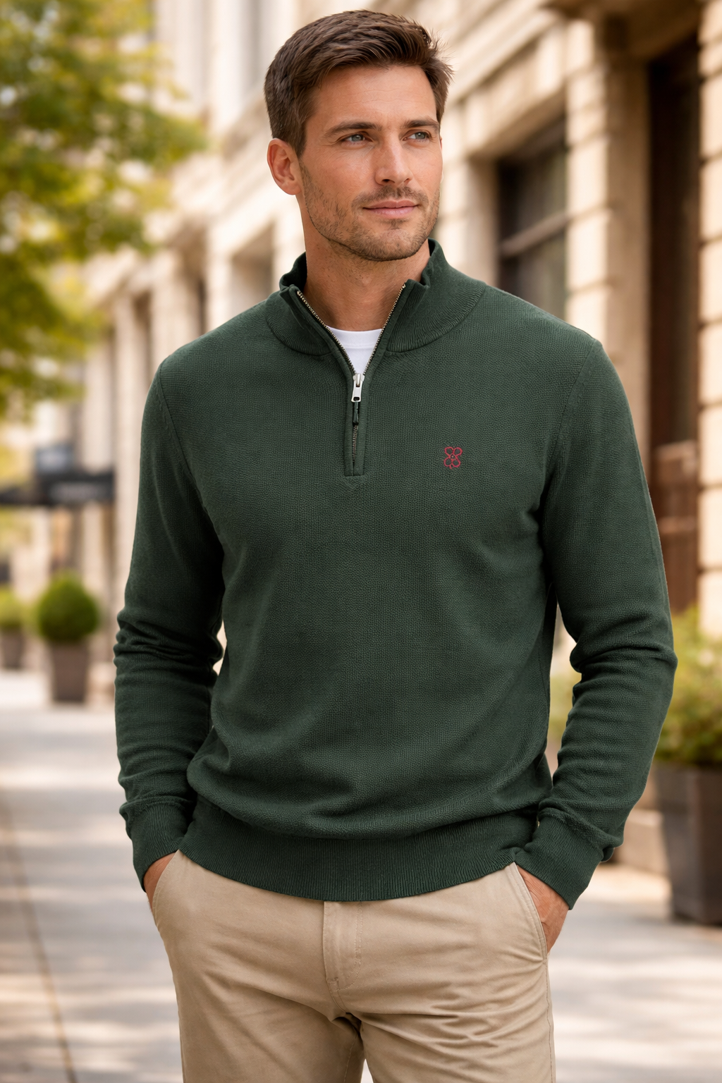 Ace'd Knit Quarter Zip /Heart on Your Sleeve