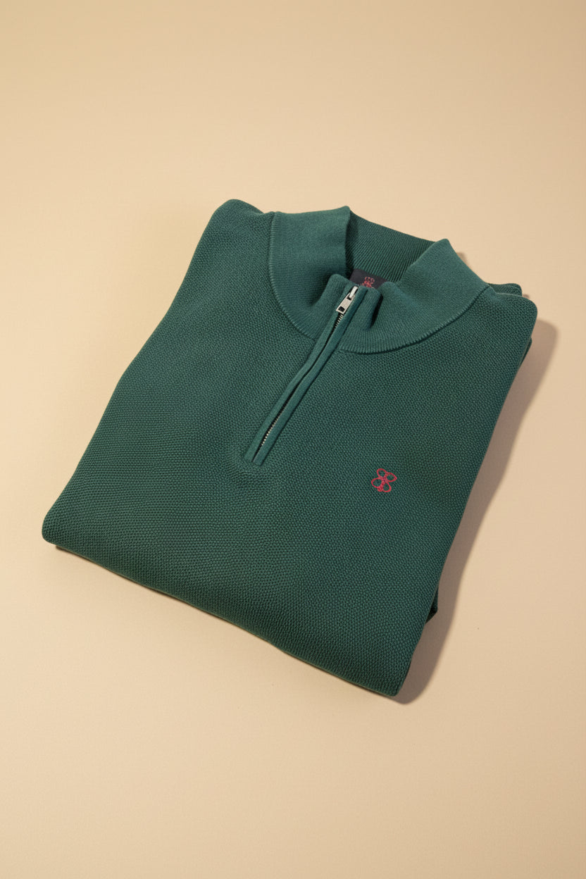 Ace'd Knit Quarter Zip /Heart on Your Sleeve