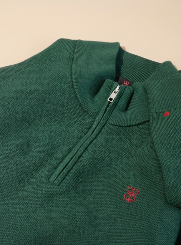 Ace'd Knit Quarter Zip /Heart on Your Sleeve