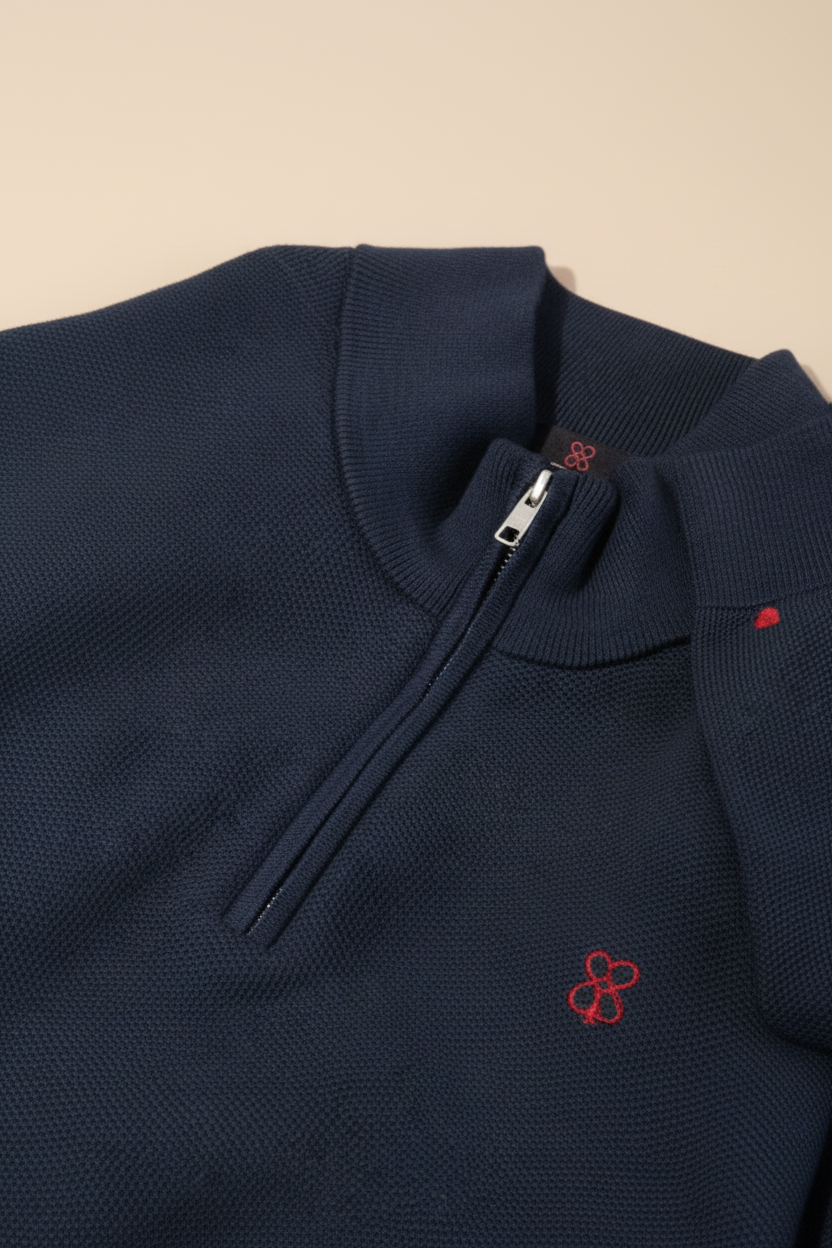 Ace'd Knit Quarter Zip /Heart on Your Sleeve