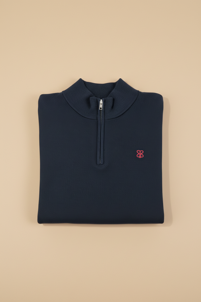 Ace'd Knit Quarter Zip /Heart on Your Sleeve