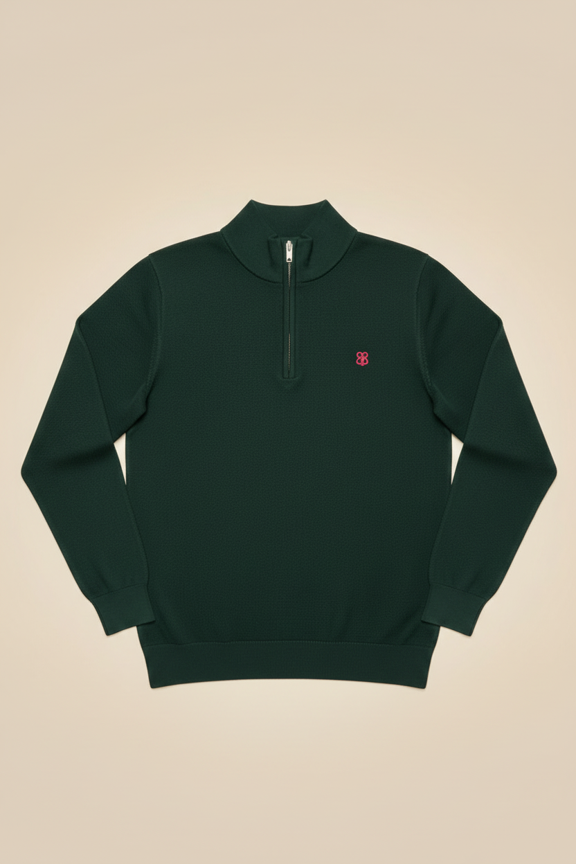 Ace'd Knit Quarter Zip /Heart on Your Sleeve