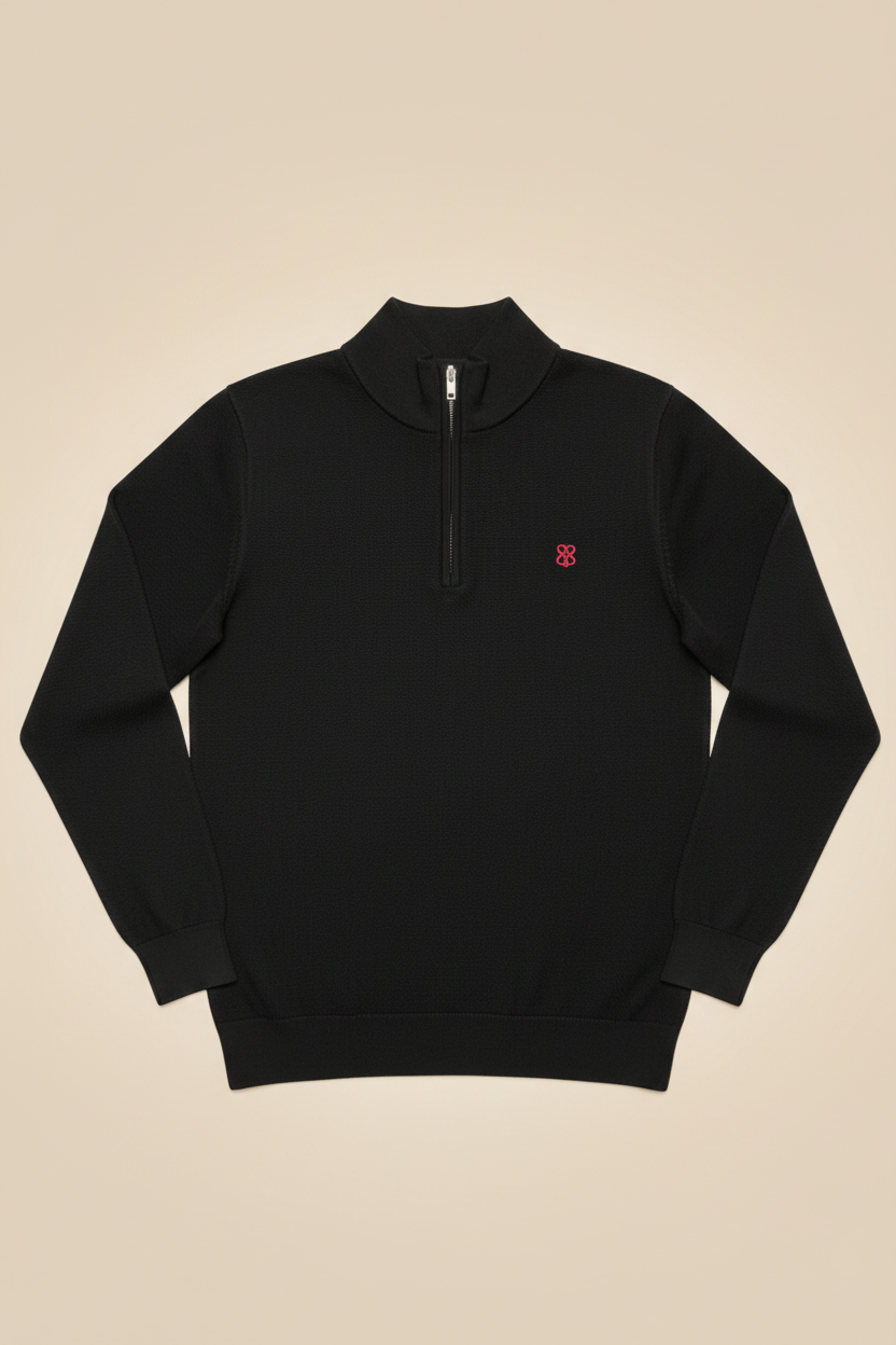 Ace'd Knit Quarter Zip /Heart on Your Sleeve